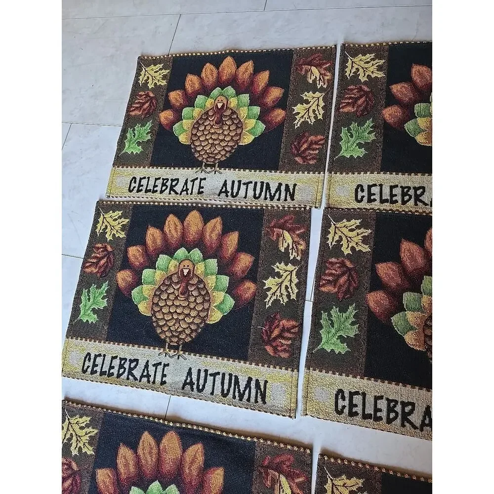 Lot of 6 Windham Home Celebrate Autumn Thanksgiving Tapestry‎ Placemats 13